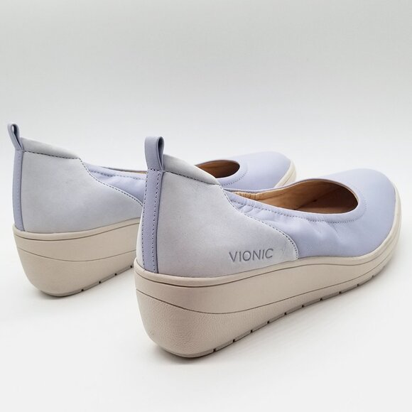 Vionic Women's Jacey Wedge Heel Size 10 Slip On Comfort Blue Haze Leather/Nubuck - Picture 9 of 16